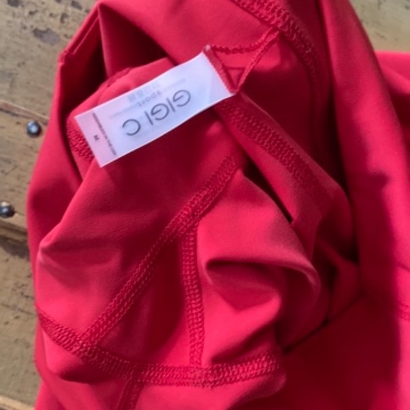 NWOT GIGI C CARBON38 BRAND STRETCH BODYCON RED LASER CUT OUT WORKOUT LEGGING M S - Picture 7 of 16